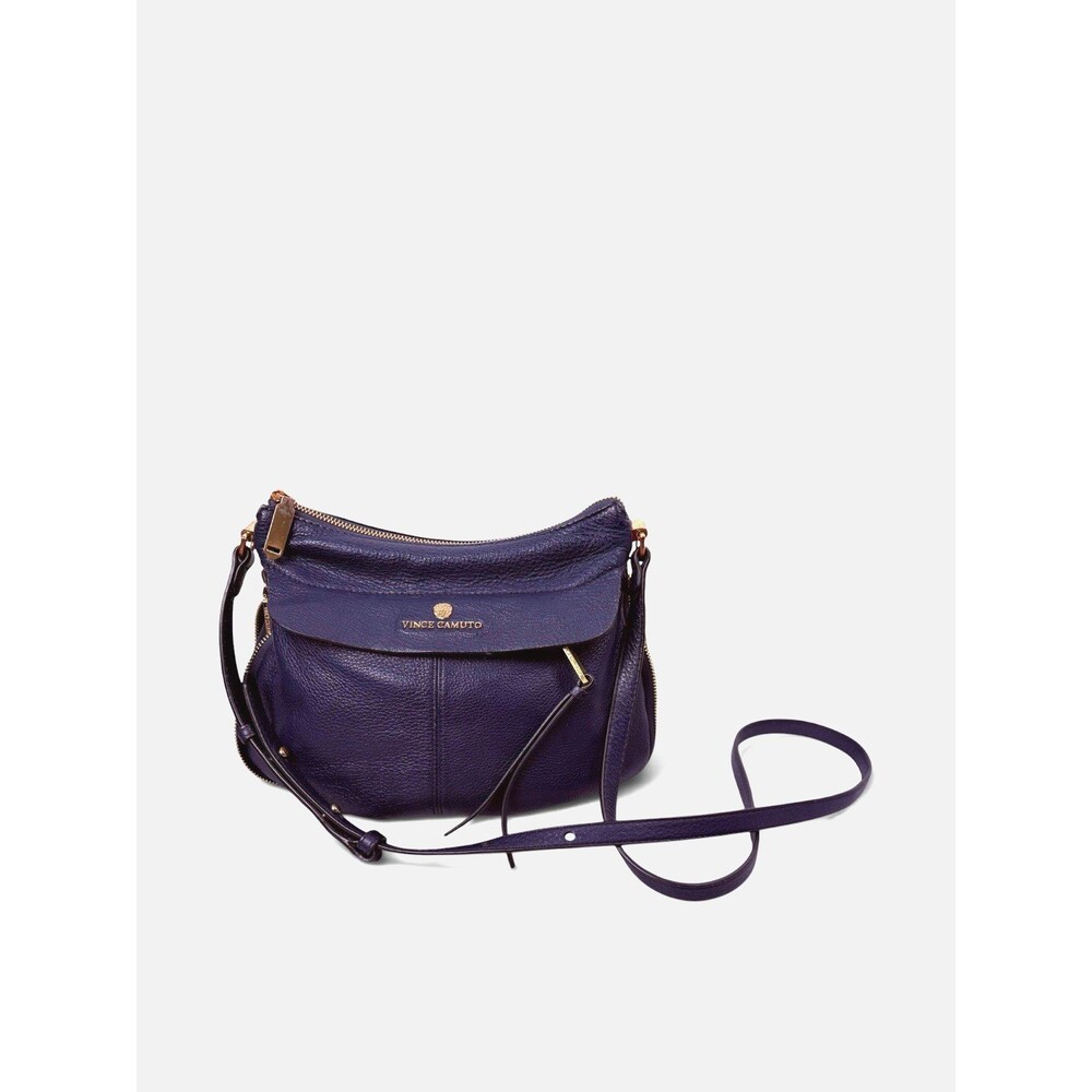 Vince Camuto Crossbody Bag  Blue Solid Zip Closure Adjustable Strap 12" x 9.5"